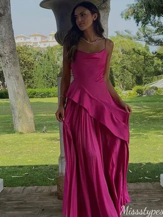Elegant Spaghetti Strap A-line Long Prom Dress Ideas, Evening Party Dresses,ZX1112