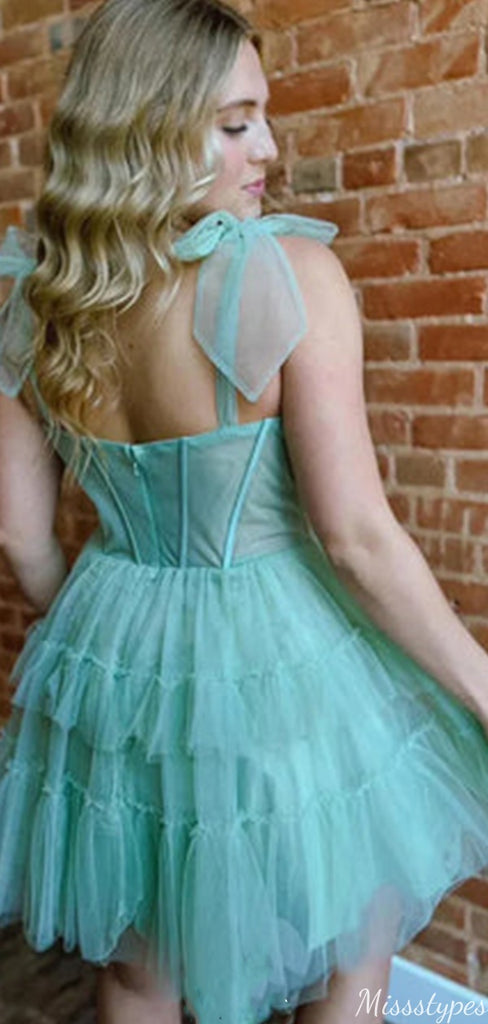 Elegant Sweetheart Spaghetti Strap A-line Short Mini Homecoming Dress,HM314