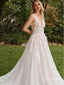 White Appliqued V-Neck Backless Elegant With Trailing Long Fashion Wedding Dresses,HS91