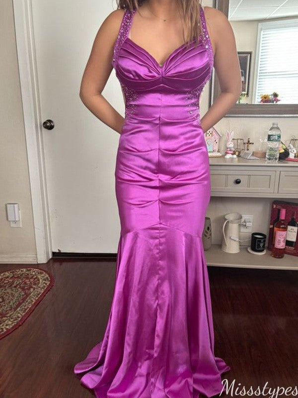 Gorgeous Spaghetti Strap Mermaid Long Prom Dress Ideas, Evening Party Dresses,ZX1120