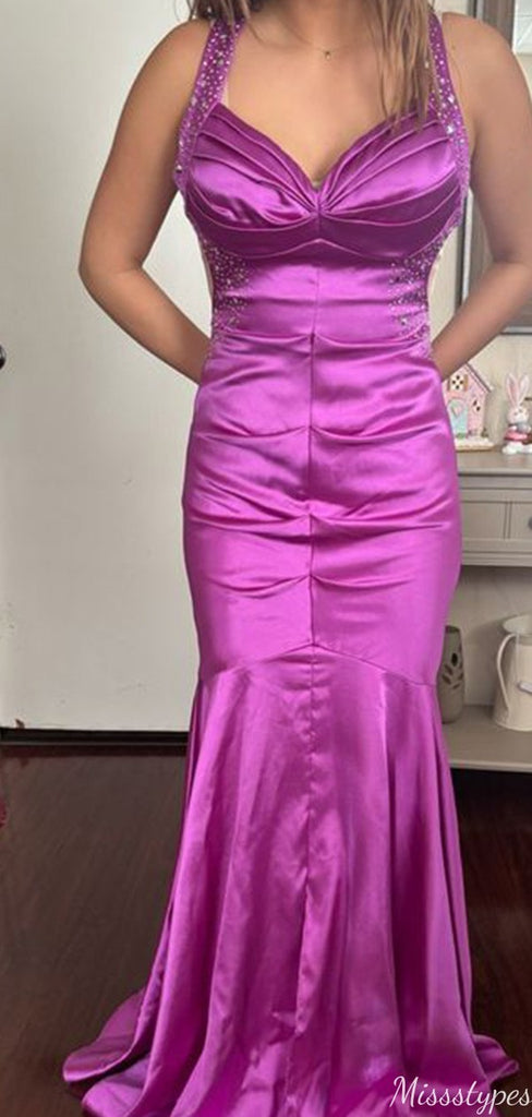 Gorgeous Spaghetti Strap Mermaid Long Prom Dress Ideas, Evening Party Dresses,ZX1120