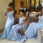 Charming Sky-Blue One Shoulder Mermaid Bridesmaid Dresses Online, BL11