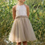 Simple Rustic Brown Tulle Bow Empire A-Line Popular Little Flower Girl Dresses, ET34