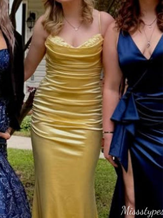 Elegant Spaghetti Strap Mermaid Long Prom Dress Ideas, Evening Party Dresses,ZX1125