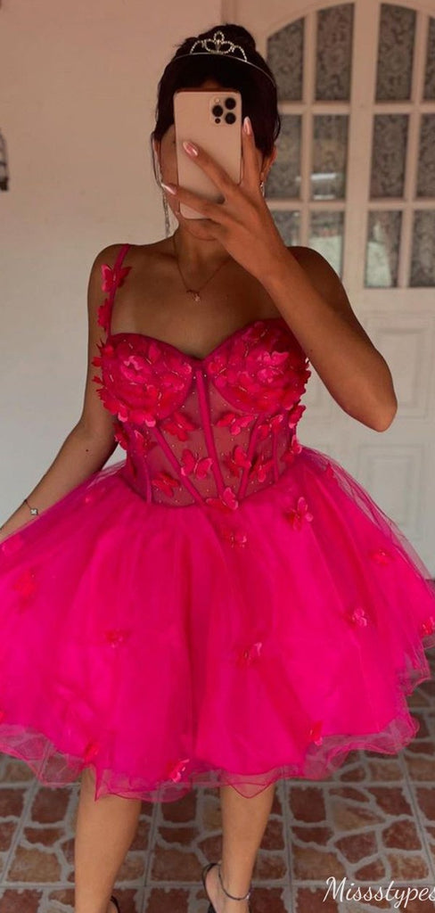 Gorgeous Spaghetti Strap A-line Short Mini Homecoming Dress,HM531
