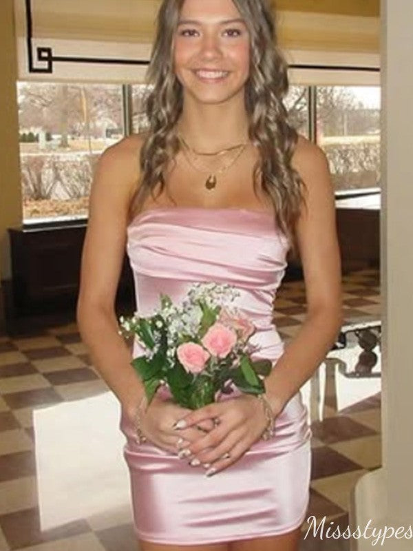 Elegant Strapless Sheath Short Mini Homecoming Dress,HM533