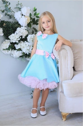 Soft Blue&Pink Elegant Ball Gown Little Flower Girl Dresses, ET50