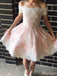 Elegant Off-shoulder Lace A-line Short Mini Homecoming Dress,HM536
