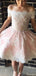 Elegant Off-shoulder Lace A-line Short Mini Homecoming Dress,HM536