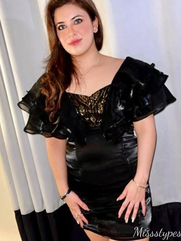 Sexy Short Sleeves Sheath Short Mini Homecoming Dress,HM538