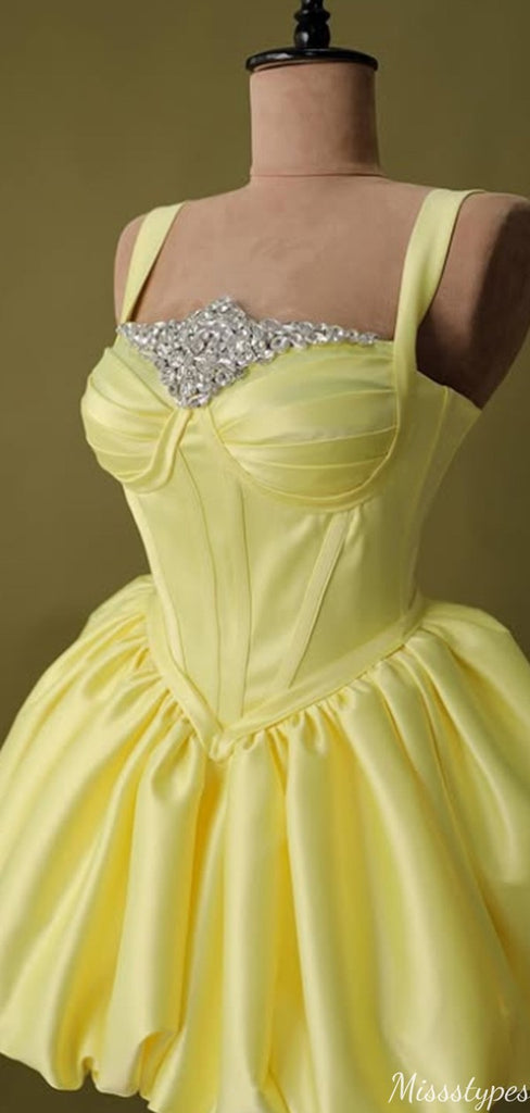 Casual Spaghetti Strap A-line Short Mini Homecoming Dress,HM541