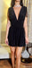 Casual Deep V-neck A-line Short Mini Homecoming Dress,HM542