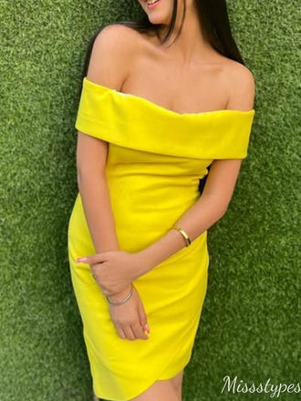 Elegant Off-shoulder Sheath Short Mini Homecoming Dress,HM545