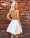 Halter Unique White Backless Satin New Arrival Homecoming Dresses,HM188