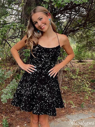 Sexy Scoop Spaghetti Strap A-line Short Mini Homecoming Dress,HM317
