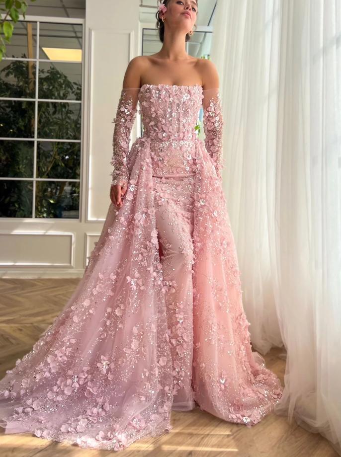 Luxurious New Arrival Pink Beading Sparkly Princess Prom Evening Dress,ZX194