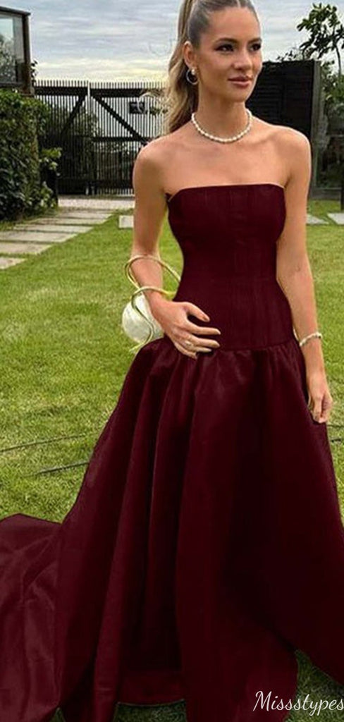 Formal Strapless A-line Long Prom Dress Ideas, Evening Party Dresses,ZX1132