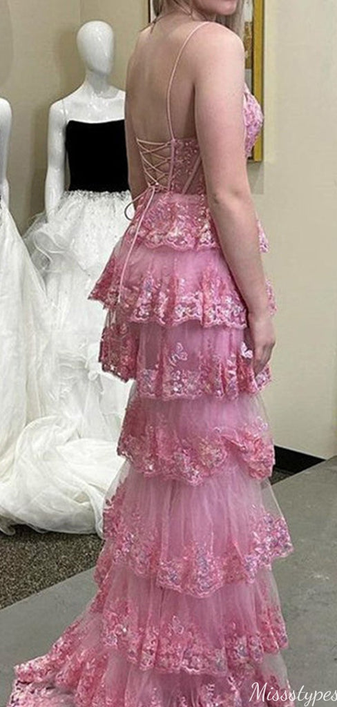 Sexy Spaghetti Strap V-neck A-line Long Prom Dress Ideas, Evening Party Dresses,ZX1135