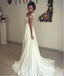 Lady Appliqued Flower Cap Shoulder White Side Slit Long Fashion Wedding Dresses,HS104