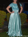 Gorgeous Short Sleeves A-line Long Prom Dress Ideas, Evening Party Dresses,ZX1139