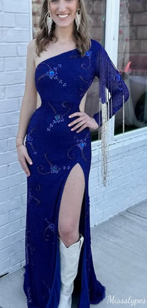 Gorgeous One-shoulder Mermaid Long Prom Dress Ideas, Evening Party Dresses,ZX1141