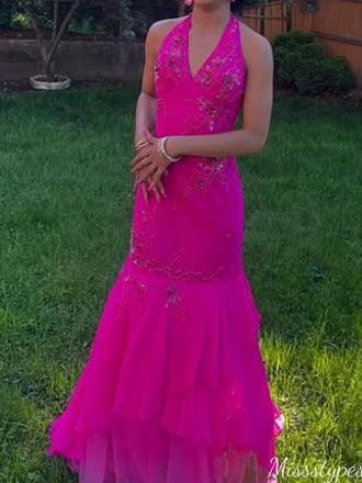 Gorgeous Halter Mermaid Long Prom Dress Ideas, Evening Party Dresses,ZX1142