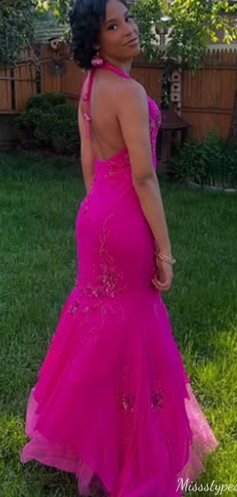 Gorgeous Halter Mermaid Long Prom Dress Ideas, Evening Party Dresses,ZX1142