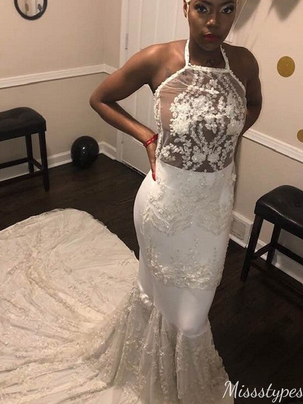 Gorgeous Halter Mermaid Long Prom Dress Ideas, Evening Party Dresses,ZX1143