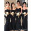 Elegant Black Sweetheart Mermaid Sleeveless Soft Satin Long Bridesmaid Dresses Online, BL101