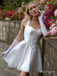 Vintage White A-Line Spaghetti Strap Bodycon Mini New Arrival Homecoming Dresses,HM148