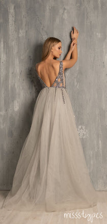 Sparkly Side Split Elegant V-Neck Modest Free Fashion Mermaid Prom Dresses,ZX87