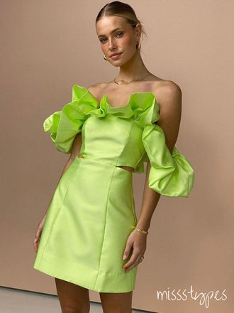 Mint-Green Off Shoulder Simple Bodycon Mini Homecoming Dresses, HM28