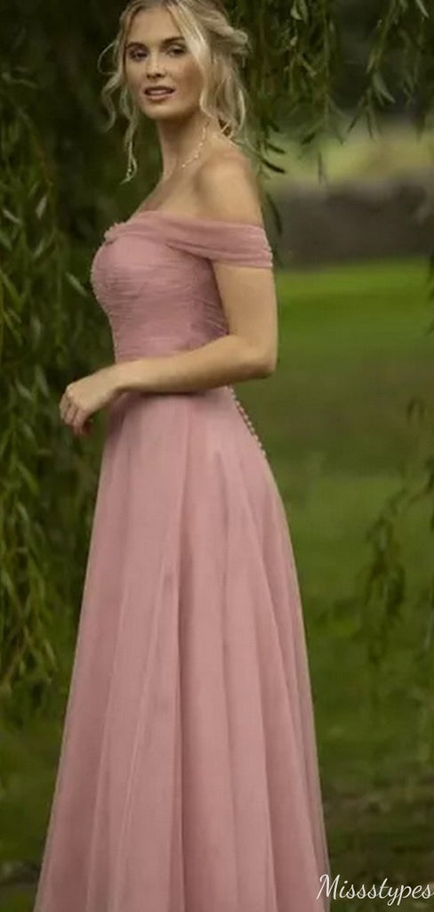 Elegant Off-shoulder A-line Long Prom Dress Ideas, Evening Party Dresses,ZX1146