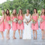 Women Elegant Hot-Pink Strapless Sweetheart Tea-Length Bridesmaid Dresses Online, BL28