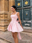 Cute Pink Square Bow Spaghetti Strap A-Line Mini Party Homecoming Dresses,HM196