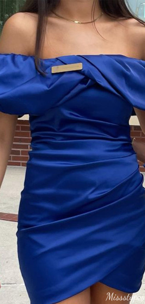 Elegant Off-shoulder Sheath Short Mini Homecoming Dress,HM558