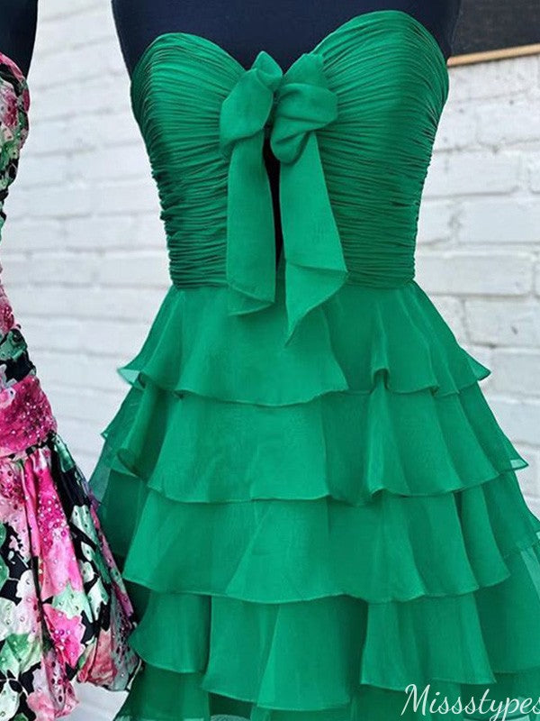 Casual Strapless Sweetheart A-line Short Mini Homecoming Dress,HM559