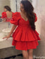 Elegant Short Sleeves A-line Short Mini Homecoming Dress,HM561