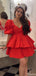 Elegant Short Sleeves A-line Short Mini Homecoming Dress,HM561