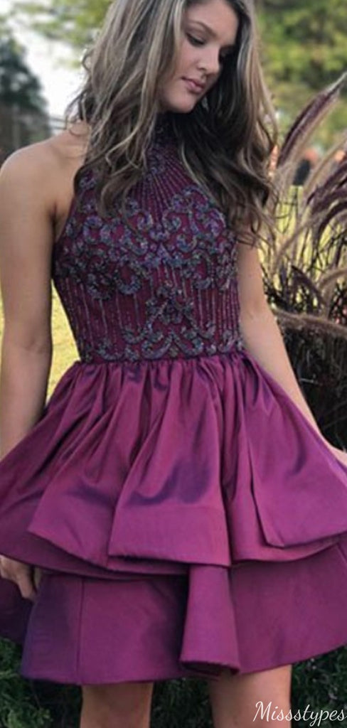 Gorgeous Halter A-line Short Mini Homecoming Dress,HM564