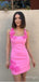 Blushing Pink Square Flower Beautiful Women Flower Mini Party Homecoming Dresses,HM290