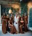 Classy Brown Mismatched New Long Women Bridesmaid Dresses Online, BL122