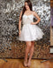 Cute White A-Line Spaghetti Strap Empire Mini New Arrival Homecoming Dresses,HM147