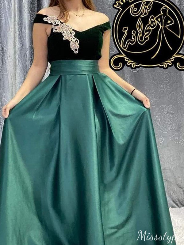 Formal Off-shoulder A-line Long Prom Dress Ideas, Evening Party Dresses,ZX1157