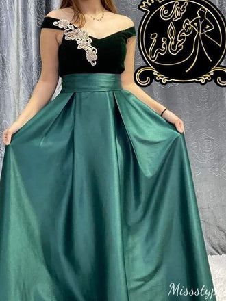 Formal Off-shoulder A-line Long Prom Dress Ideas, Evening Party Dresses,ZX1157