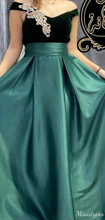Formal Off-shoulder A-line Long Prom Dress Ideas, Evening Party Dresses,ZX1157