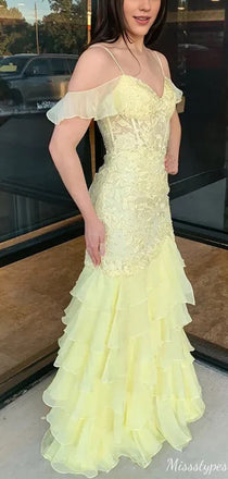 Gorgeous Sweetheart Spaghetti Strap Off-shoulder Mermaid Unique Long Prom Dress Ideas, Evening Party Dresses,ZX573