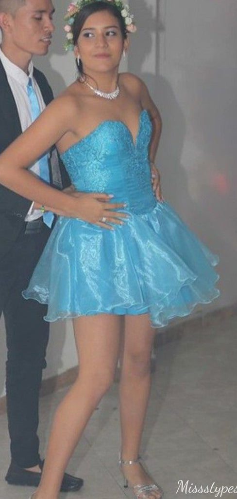 Elegant Strapless V-neck A-line Short Mini Homecoming Dress,HM567