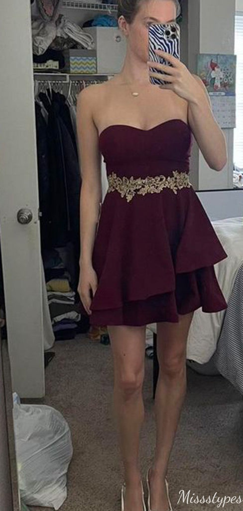 Elegant Strapless Sweetheart A-line Short Mini Homecoming Dress,HM568