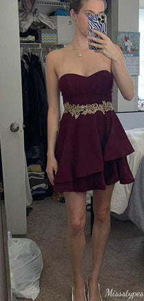 Elegant Strapless Sweetheart A-line Short Mini Homecoming Dress,HM568